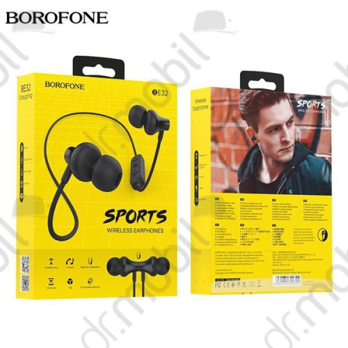 Fülhallgató bluetooth Borofone BE32 Sport bluetooth fülhallgató headset fekete